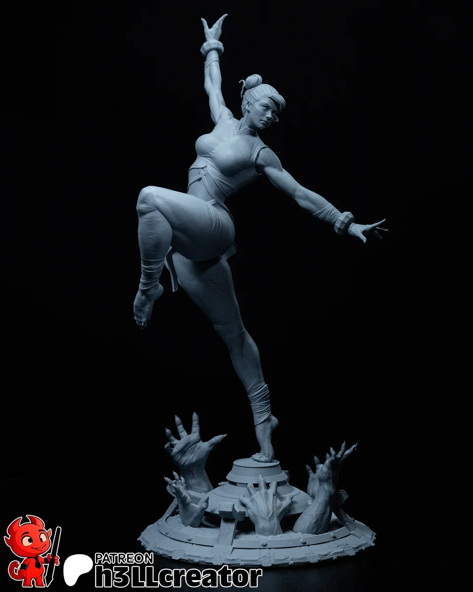 Chun-Li | Fan Art | 3D Printed Resin Model Garage Kit | *Un-Painted* | H3LL Creator 9