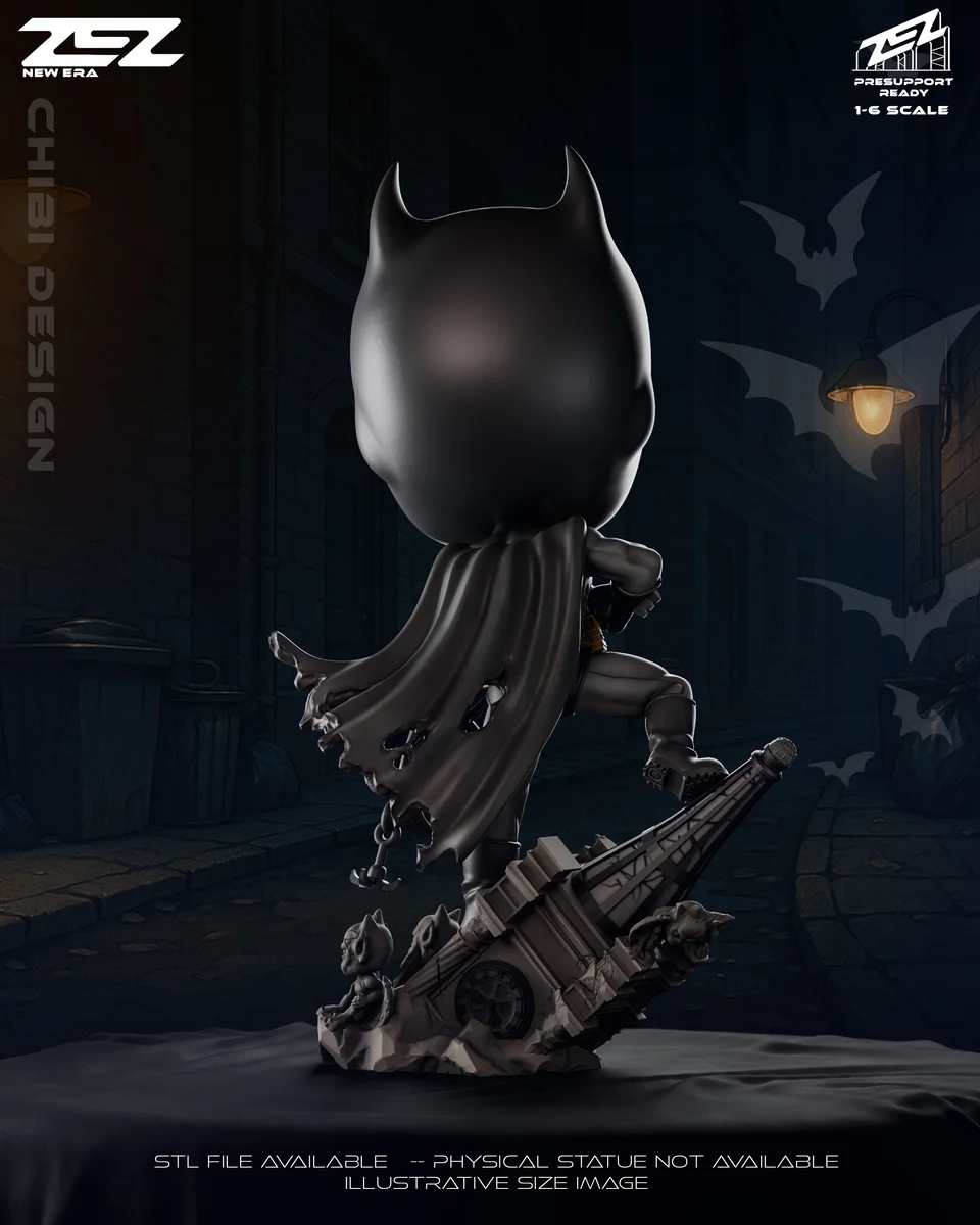 Chibi Batman | Fan Art | 3D Printed Resin Model Garage Kit | *Un-Painted* | ZEZ Studio 4
