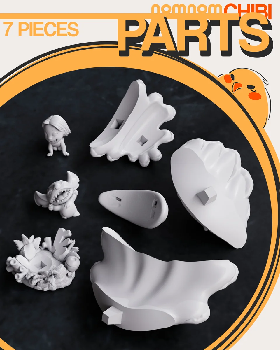 Chibi Lilo and Stitch | Fan Art | 3D Printed Resin Model Garage Kit | *Un-Painted* | Nomnom 3