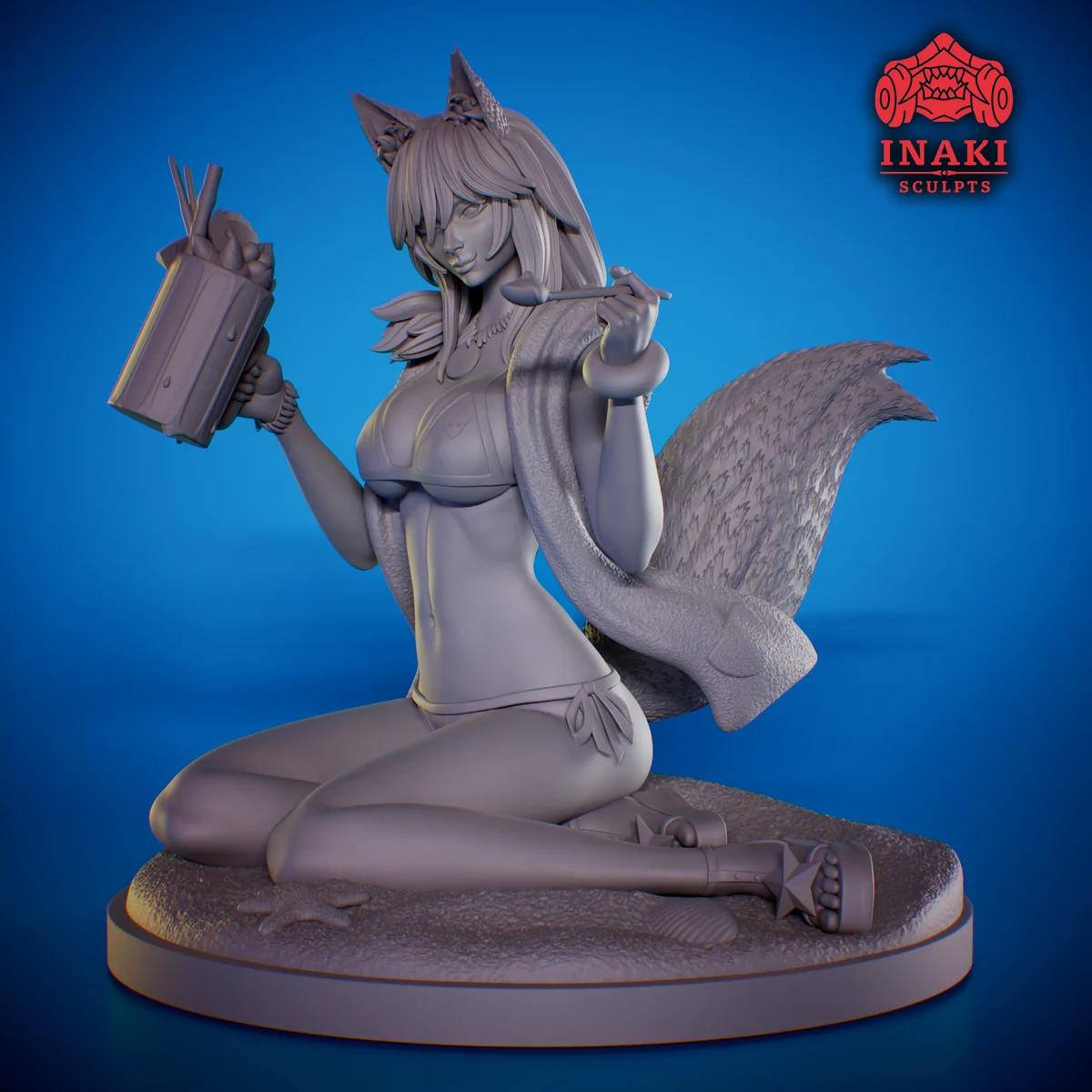 Tamamo No Mae | Fan Art | 3D Printed Resin Model Garage Kit | *Un-Painted* | Inaki Sculpts 4
