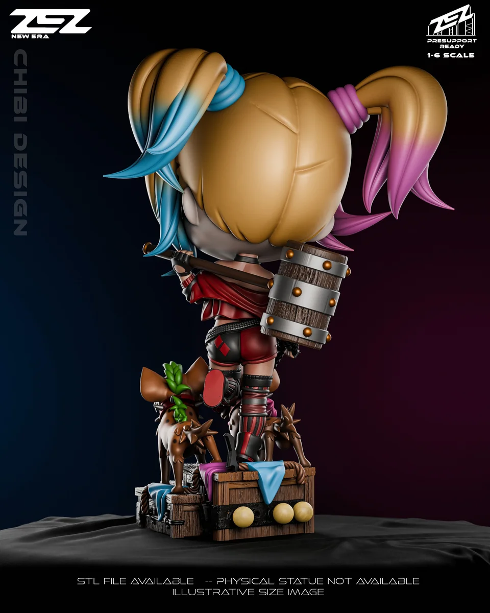 Chibi Harley Quinn | Fan Art | 3D Printed Resin Model Garage Kit | *Un-Painted* | ZEZ Studio 3
