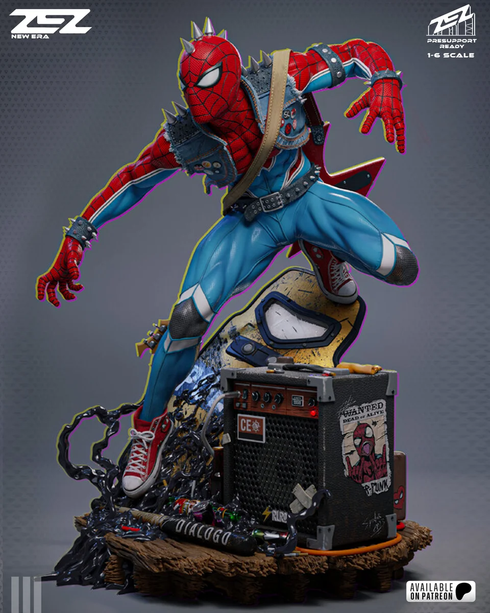 Spider-Punk | Fan Art | 3D Printed Resin Model Garage Kit | *Un-Painted* | ZEZ Studio 3