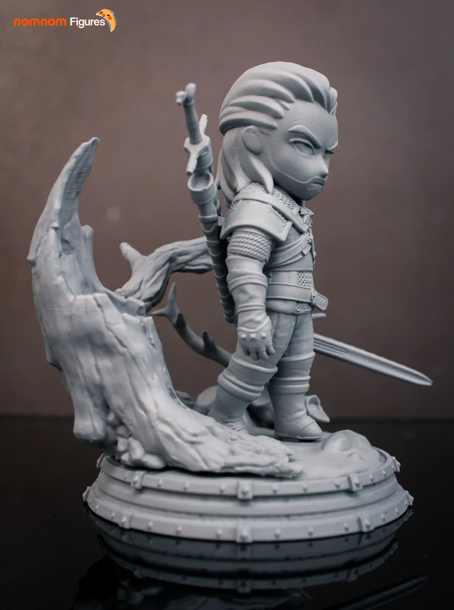 Chibi Geralt | Fan Art | 3D Printed Resin Model Garage Kit | *Un-Painted* | Nomnom 3