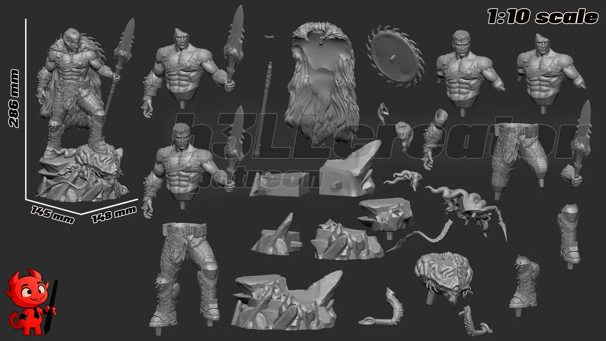 Doom Slayer | Fan Art | 3D Printed Resin Model Garage Kit | *Un-Painted* | H3LL Creator 13