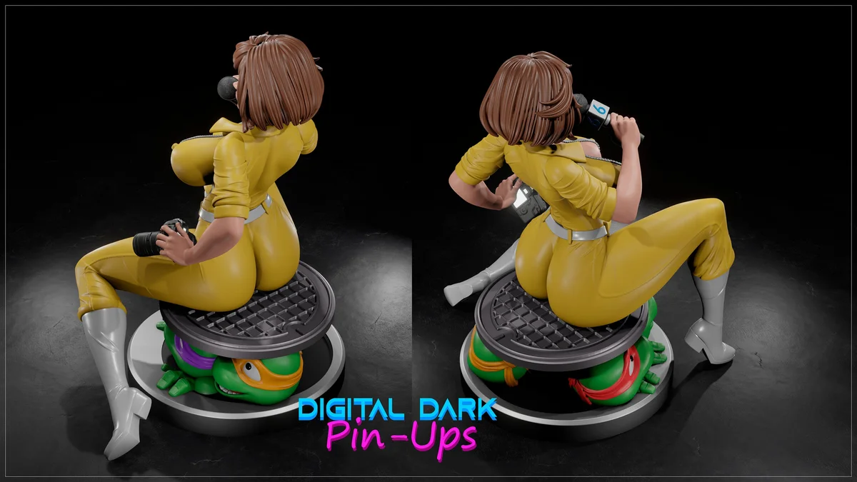 Turtle Girl | Fan Art | 3D Printed Resin Model Garage Kit | *Un-Painted* | Digital Dark 2