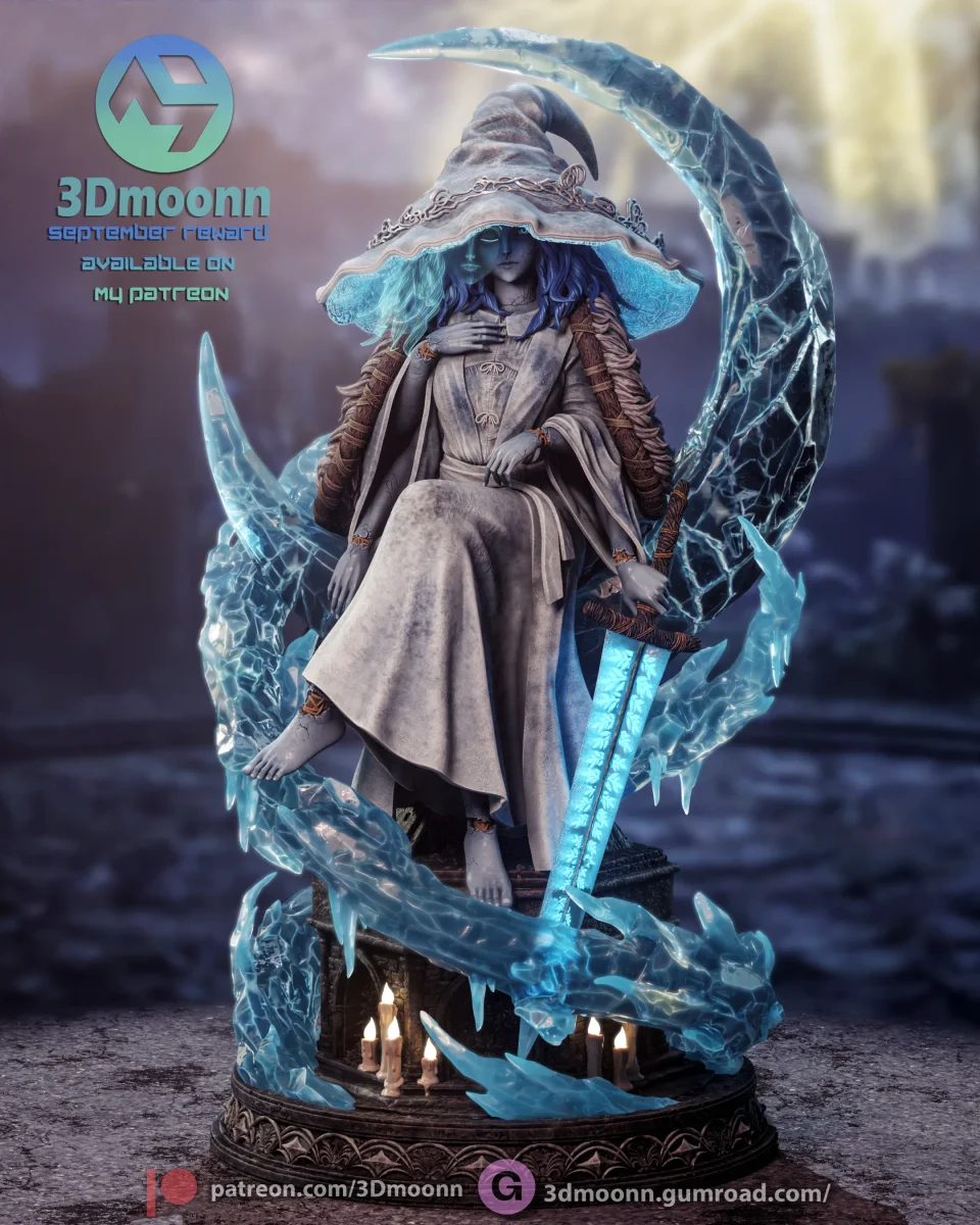 Ranni The Witch | Fan Art | 3D Printed Resin Model Garage Kit | *Un-Painted* | 3DMoonn 3