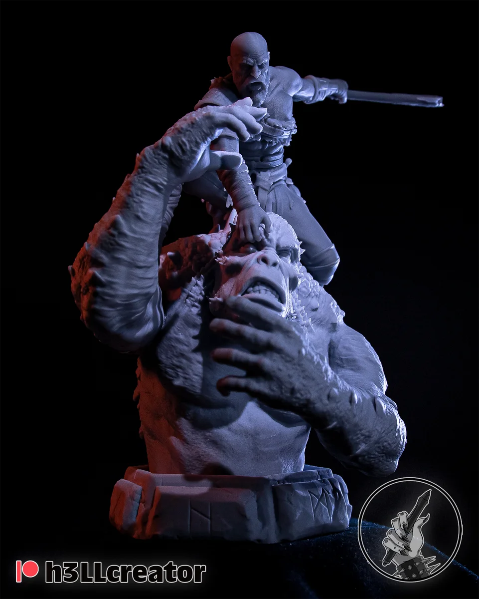 Kratos | Fan Art | 3D Printed Resin Model Garage Kit | *Un-Painted* | H3LL Creator 4