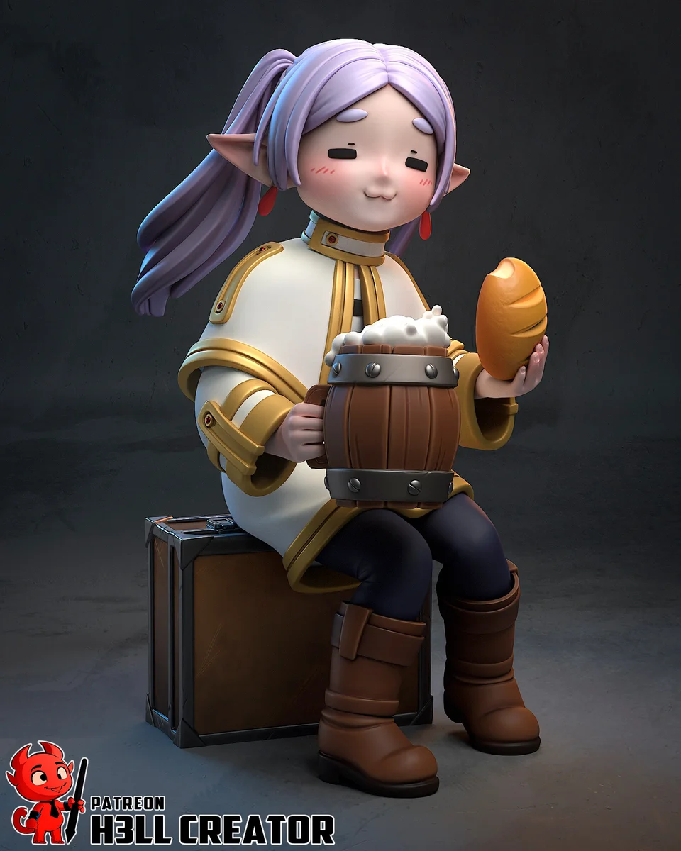 Chibi Frieren | Fan Art | 3D Printed Resin Model Garage Kit | *Un-Painted* | H3LL Creator 3
