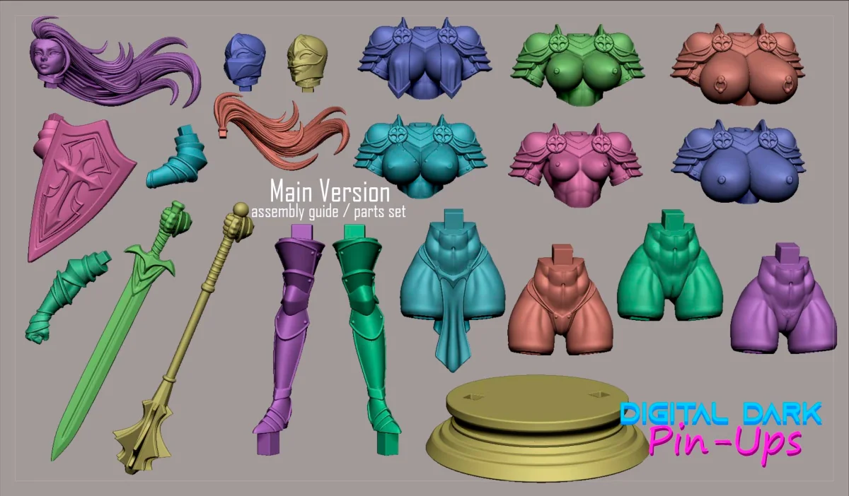Knight Girl | Fan Art | 3D Printed Resin Model Garage Kit | *Un-Painted* | Digital Dark 6