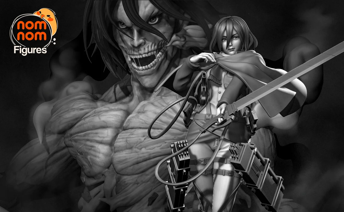 Titan Eren & Mikasa | Fan Art | 3D Printed Resin Model Garage Kit | *Un-Painted* | Nomnom