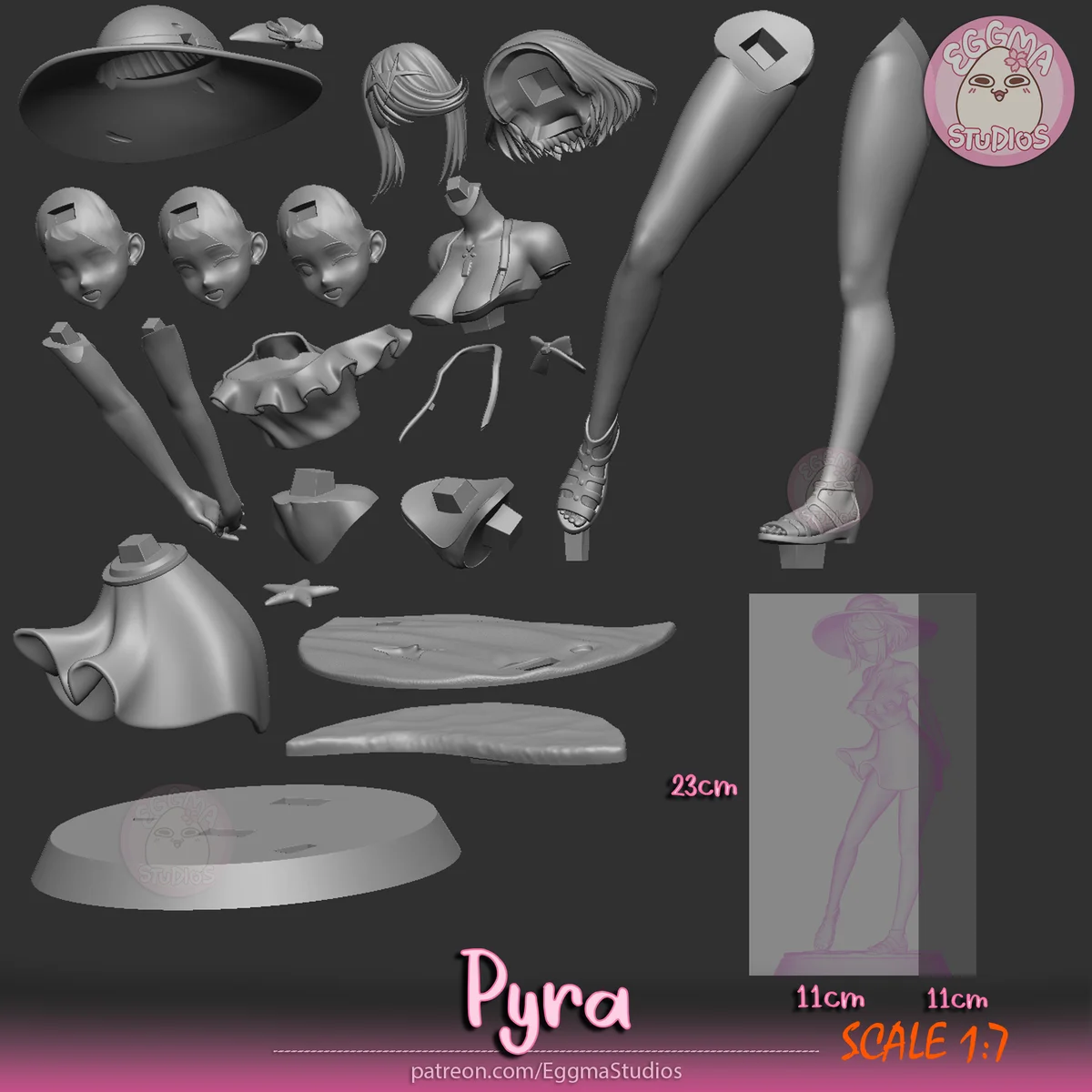 Pyra | Fan Art | 3D Printed Resin Model Garage Kit | *Un-Painted* | EggmaStudios 17
