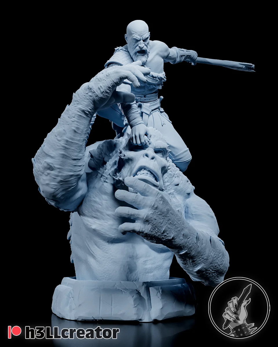 Kratos | Fan Art | 3D Printed Resin Model Garage Kit | *Un-Painted* | H3LL Creator 3
