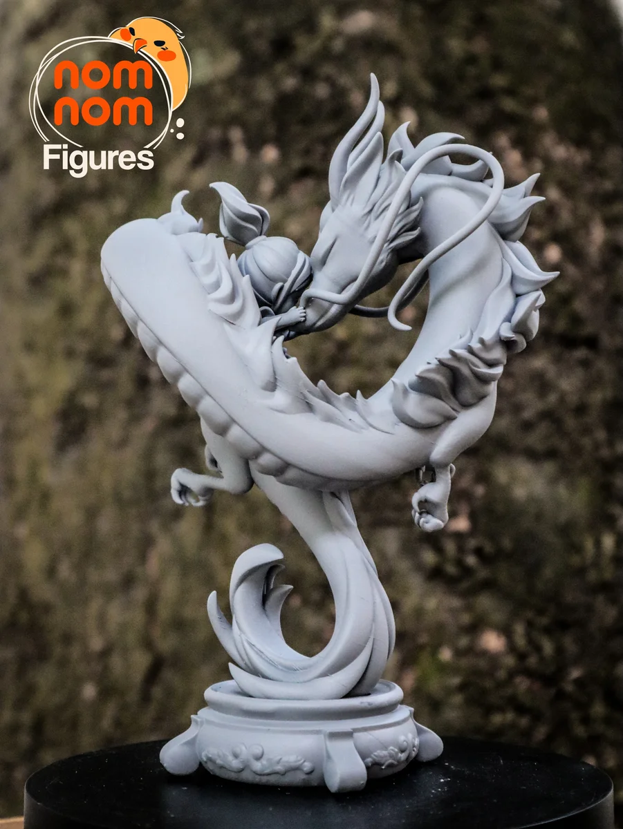 Chibi Chihiro and Haku | Fan Art | 3D Printed Resin Model Garage Kit | *Un-Painted* | Nomnom 8