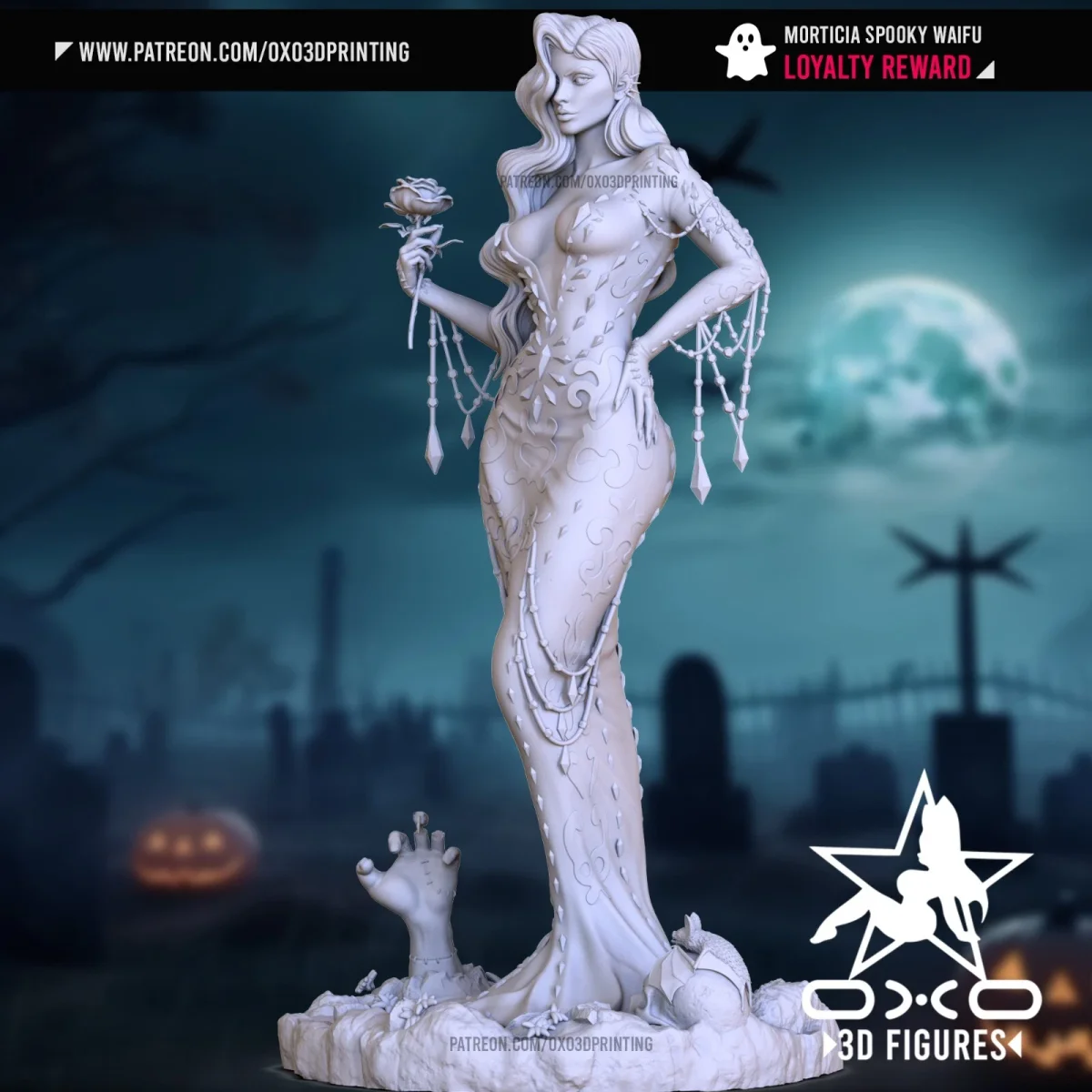 Morticia | Fan Art | 3D Printed Resin Model Garage Kit | *Un-Painted* | OXO3D 6