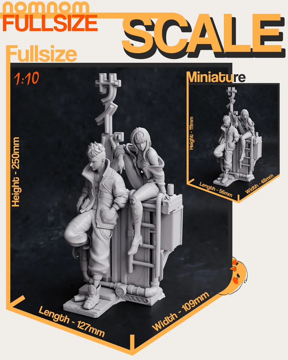 Lucy x David | Fan Art | 3D Printed Resin Model Garage Kit | *Un-Painted* | Nomnom 4