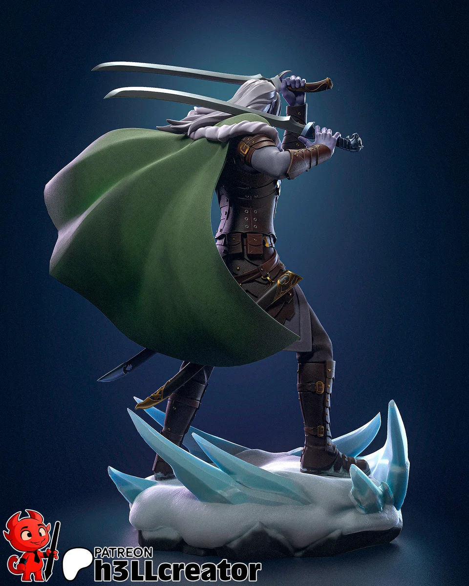 Drizzt Do'urden | Fan Art | 3D Printed Resin Model Garage Kit | *Un-Painted* | H3LL Creator 5