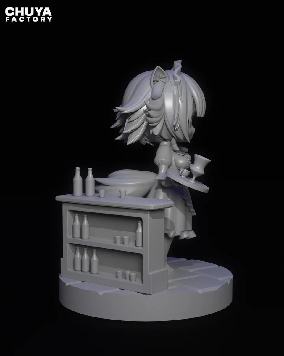 Chibi Cat Maid | Fan Art | 3D Printed Resin Model Garage Kit | *Un-Painted* | Chuya Factory 3