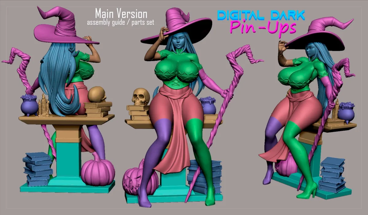 Sorceress v1 | Fan Art | 3D Printed Resin Model Garage Kit | *Un-Painted* | Digital Dark 5