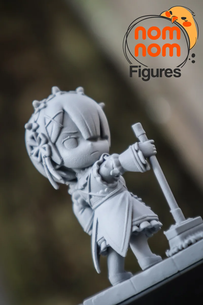 Chibi Rem & Ram | Fan Art | 3D Printed Resin Model Garage Kit | *Un-Painted* | Nomnom 8