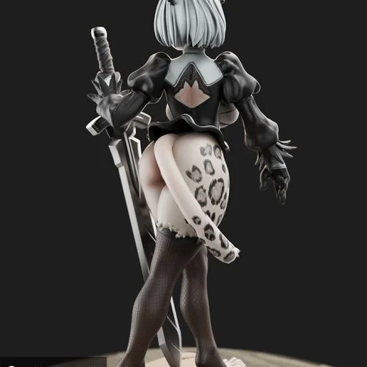 2B Furry (New) | Fan Art | 3D Printed Resin Model Garage Kit | *Un-Painted* | AnyoneNSFW 3