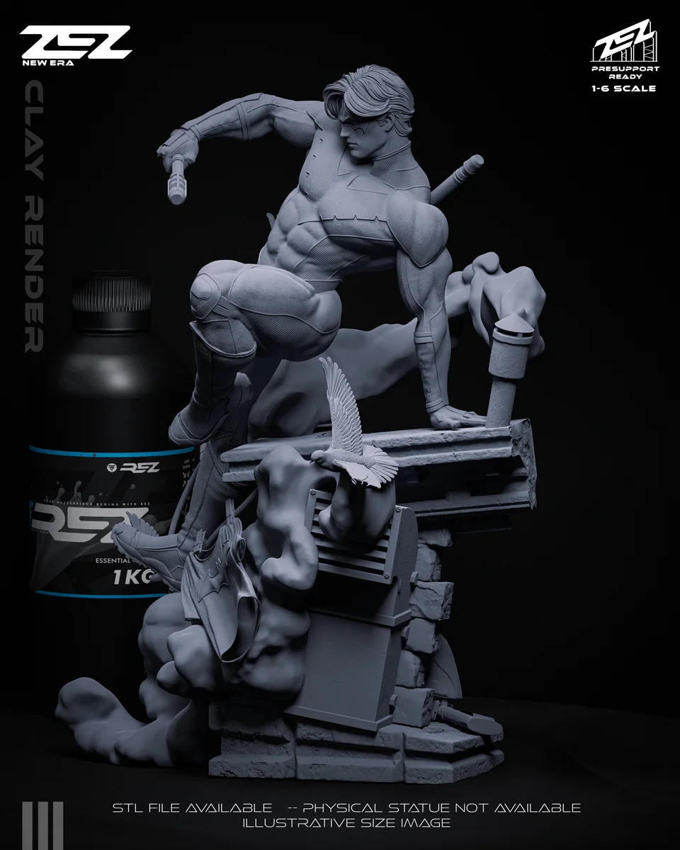 Nightwing | Fan Art | 3D Printed Resin Model Garage Kit | *Un-Painted* | ZEZ Studio 7