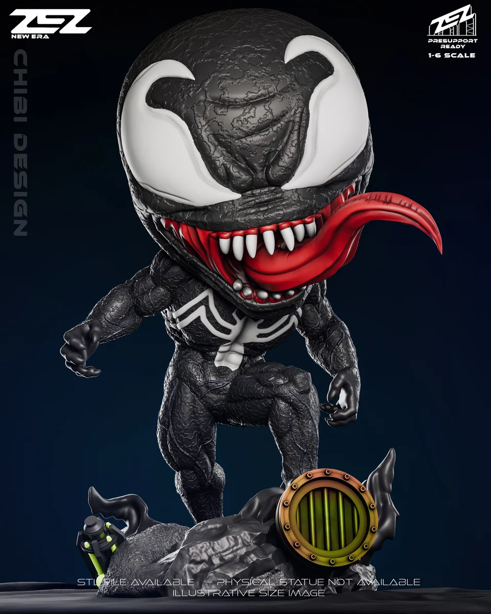 Chibi Venom | Fan Art | 3D Printed Resin Model Garage Kit | *Un-Painted* | ZEZ Studio