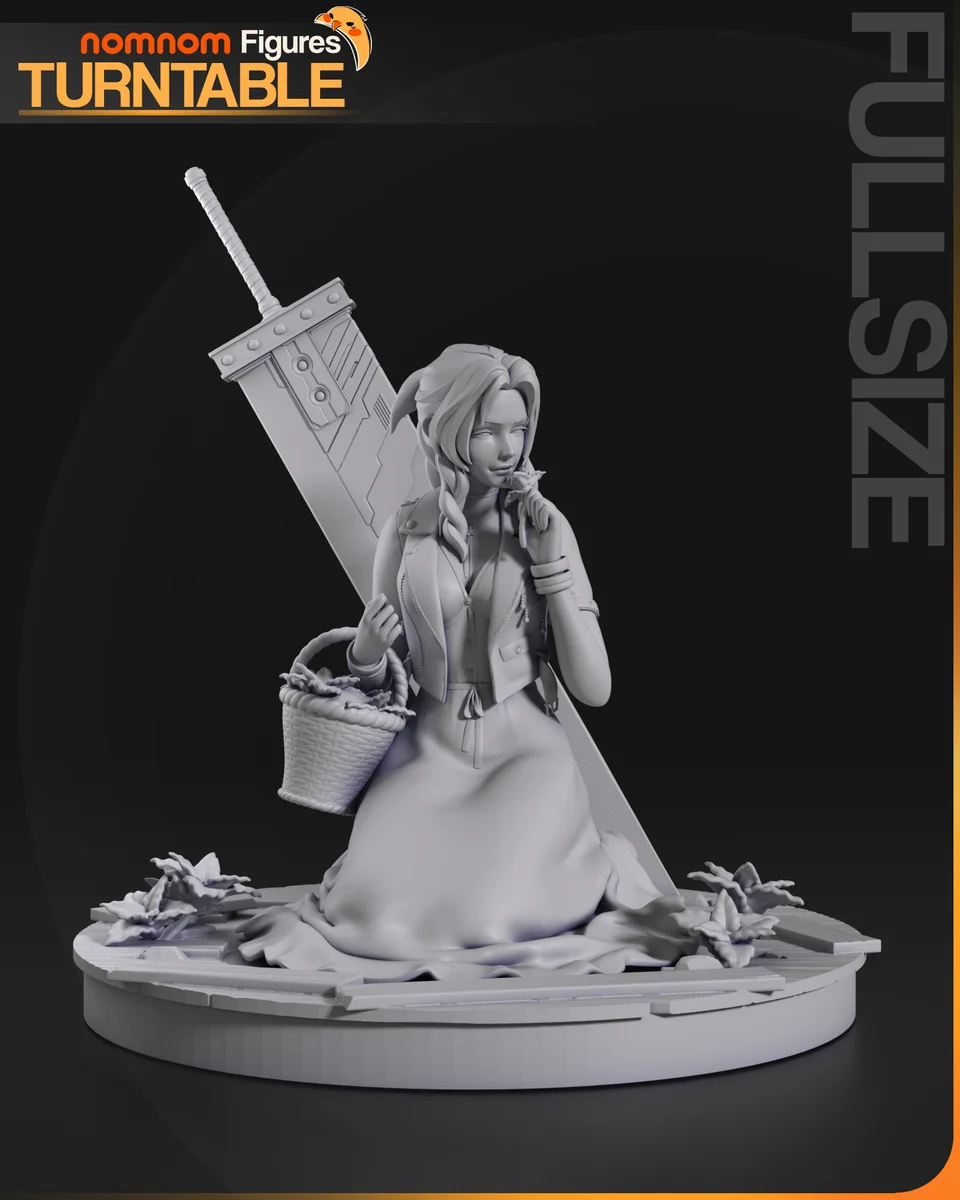 Aerith | Fan Art | 3D Printed Resin Model Garage Kit | *Un-Painted* | Nomnom 6