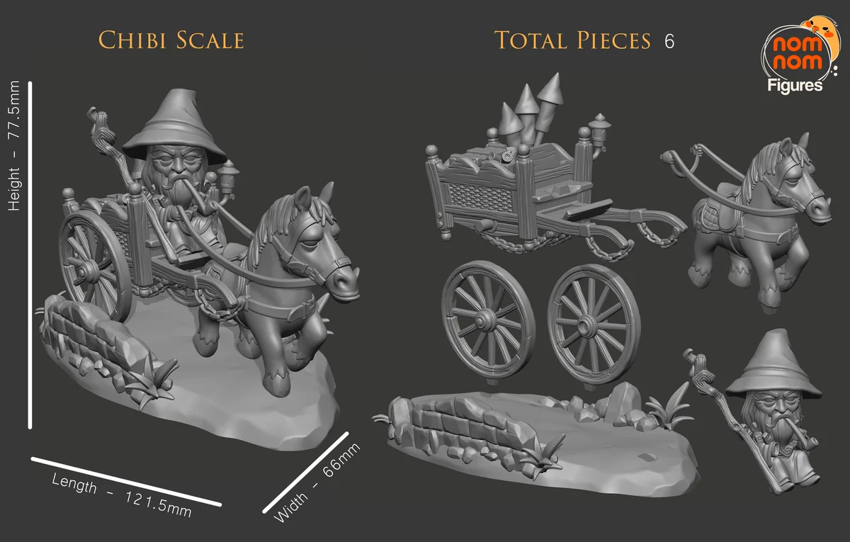 Chibi Gandalf | Fan Art | 3D Printed Resin Model Garage Kit | *Un-Painted* | Nomnom 3