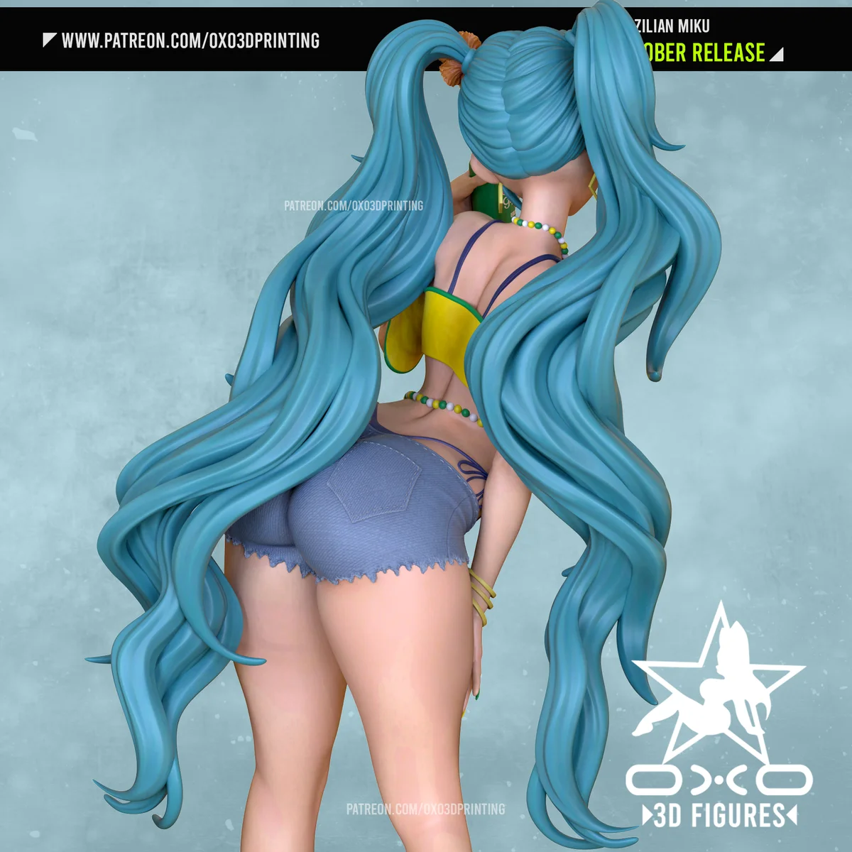 Brazilian Miku | Fan Art | 3D Printed Resin Model Garage Kit | *Un-Painted* | OXO3D 4