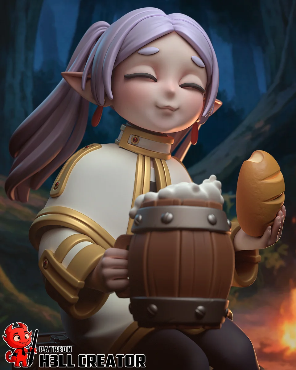 Chibi Frieren | Fan Art | 3D Printed Resin Model Garage Kit | *Un-Painted* | H3LL Creator