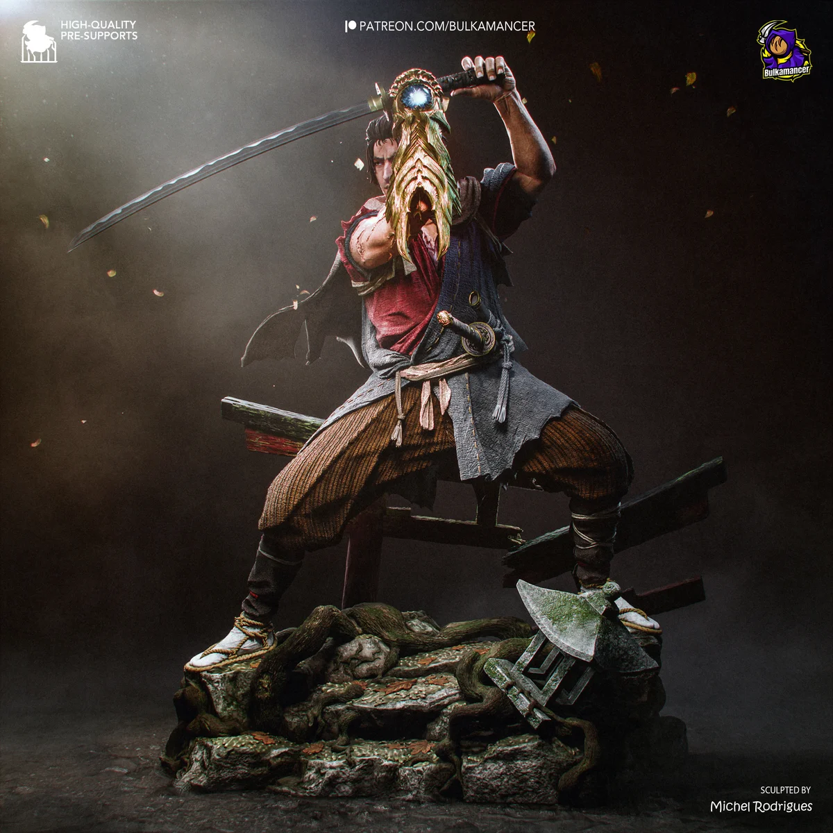 Miyamoto Musashi | Fan Art | 3D Printed Resin Model Garage Kit | *Un-Painted* | Bulkamancer 4