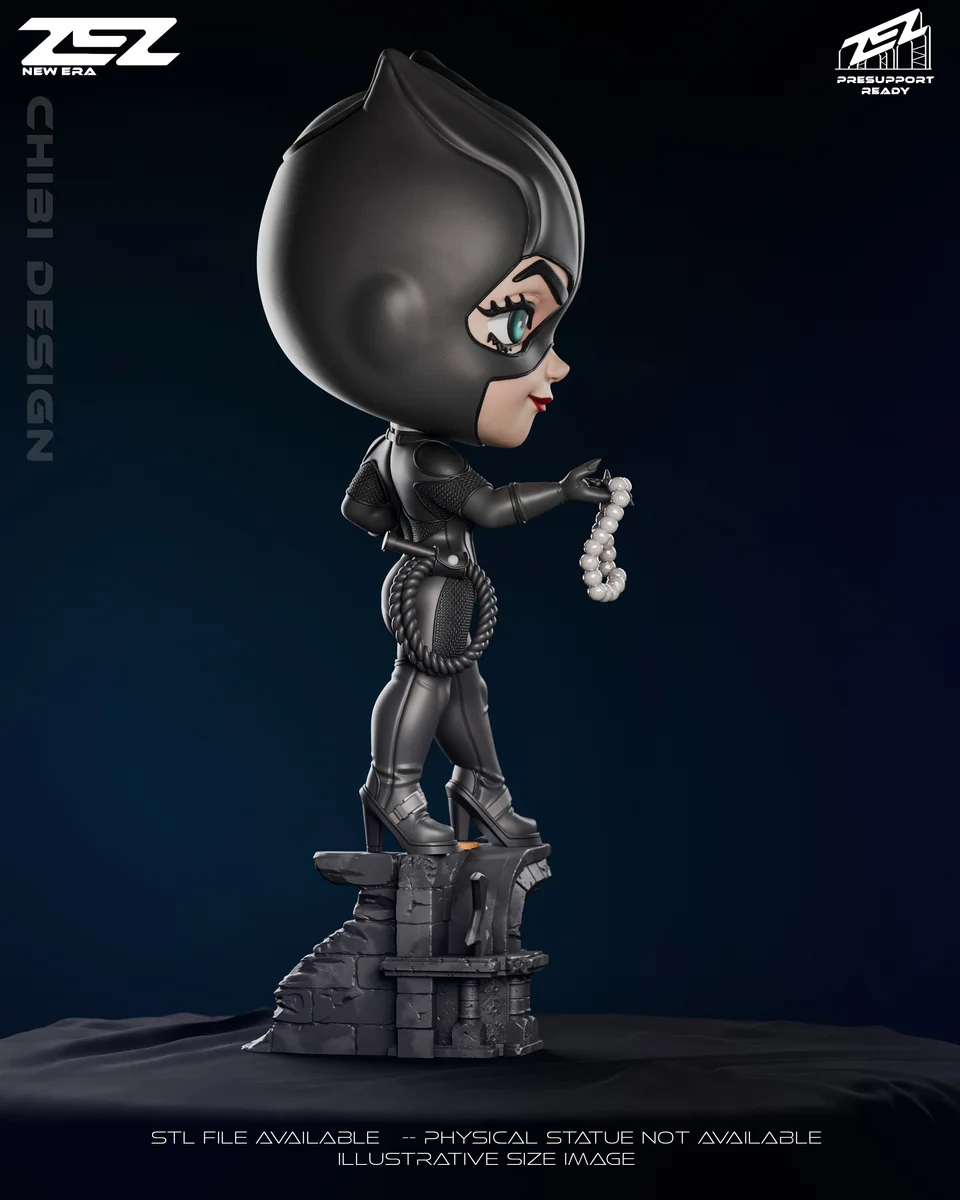 Chibi Catwoman | Fan Art | 3D Printed Resin Model Garage Kit | *Un-Painted* | ZEZ Studio 4