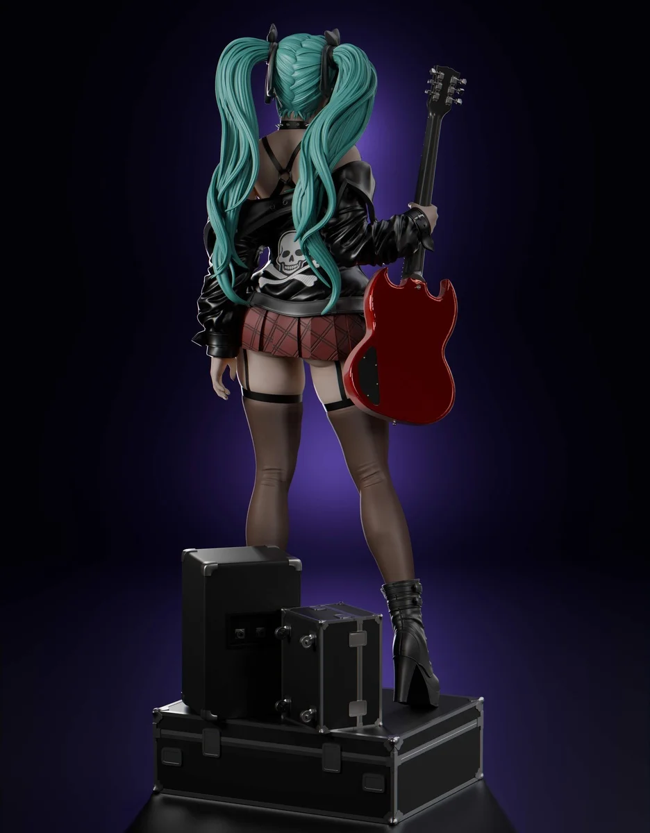 Hatsune Miku (Rock ver) | Fan Art | 3D Printed Resin Model Garage Kit | *Un-Painted* | Abe3D 8