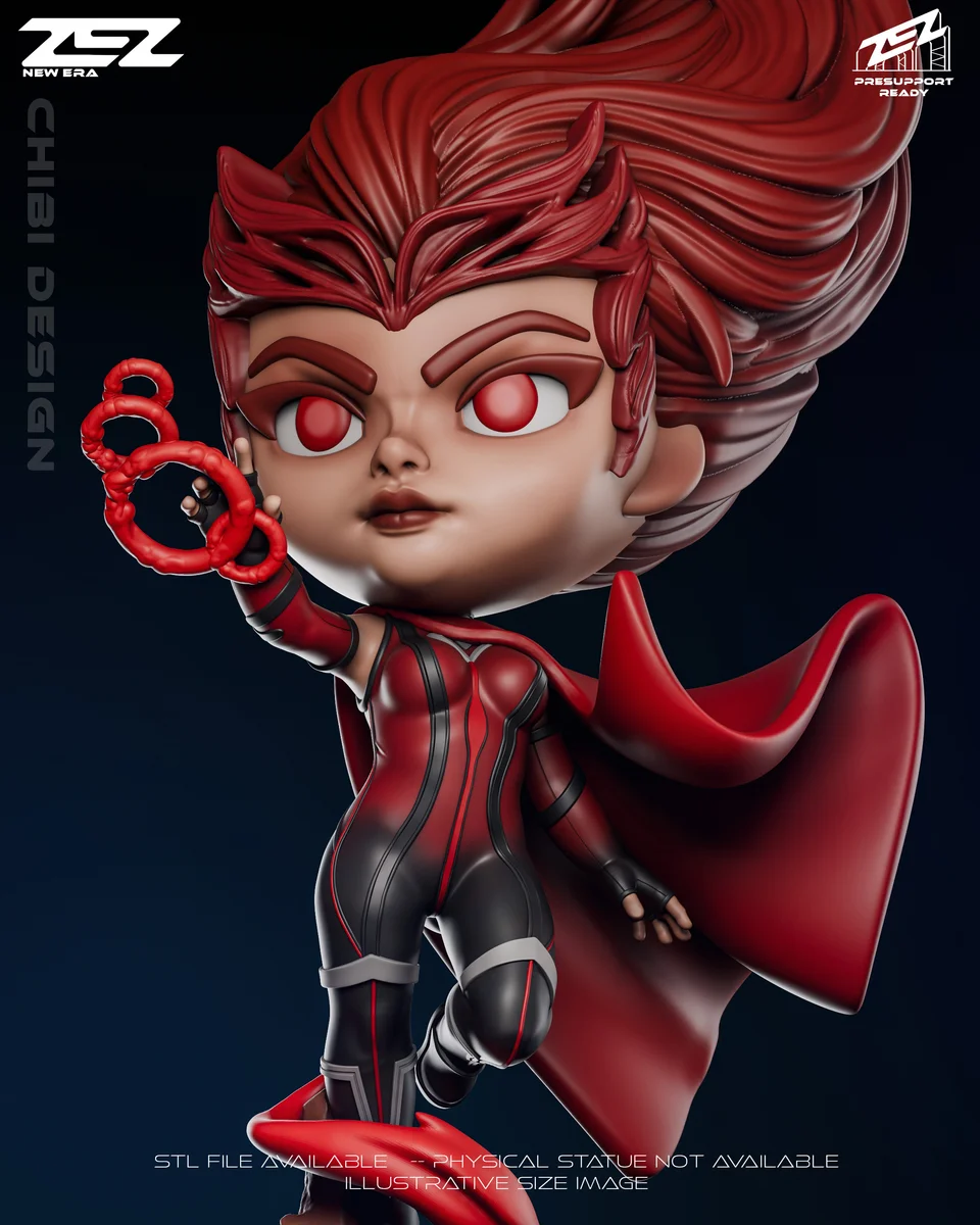 Chibi Scarlet Witch | Fan Art | 3D Printed Resin Model Garage Kit | *Un-Painted* | ZEZ Studio
