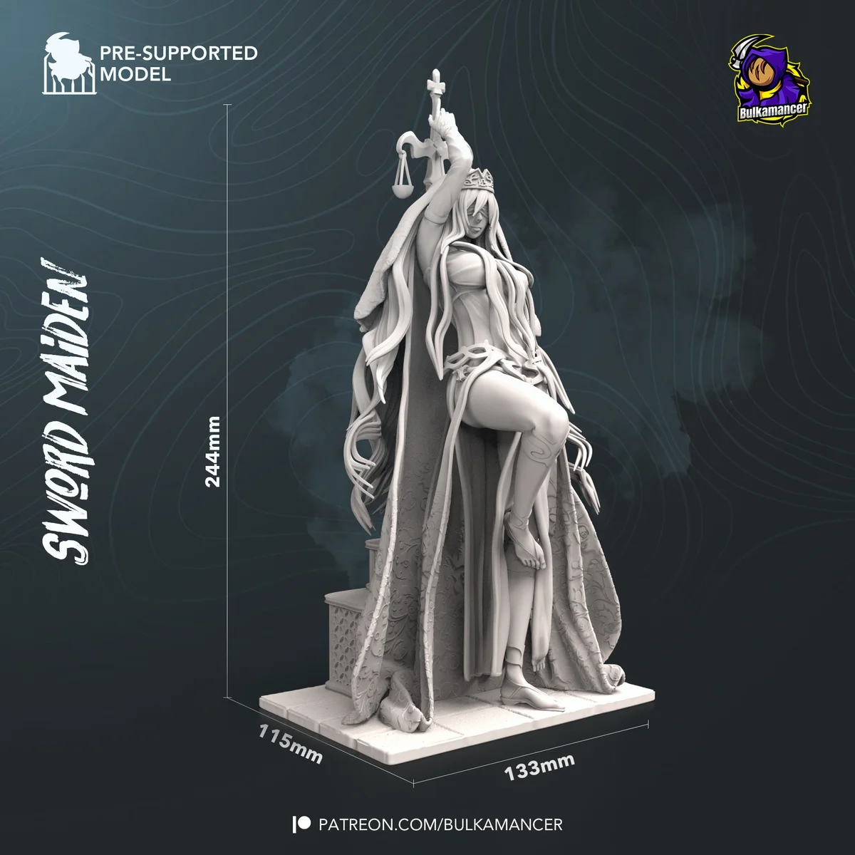 Maiden of the Sword | Fan Art | 3D Printed Resin Model Garage Kit | *Un-Painted* | Bulkamancer 3