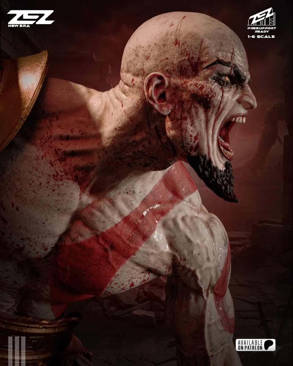 Kratos | Fan Art | 3D Printed Resin Model Garage Kit | *Un-Painted* | ZEZ Studio 7
