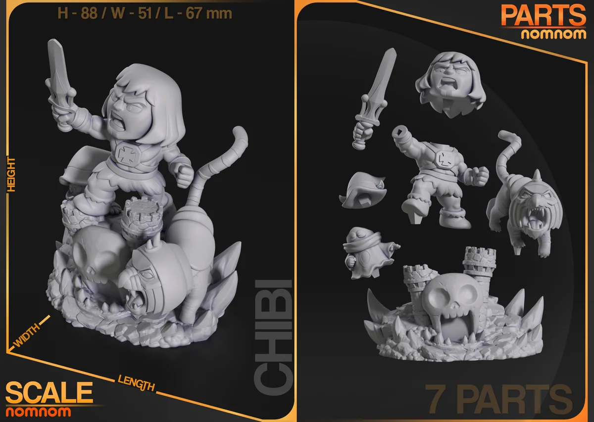 Chibi He-Man | Fan Art | 3D Printed Resin Model Garage Kit | *Un-Painted* | Nomnom 7
