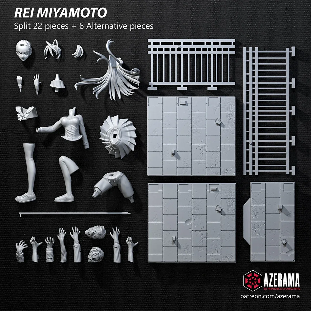 Rei | Fan Art | 3D Printed Resin Model Garage Kit | *Un-Painted* | Azerama 3