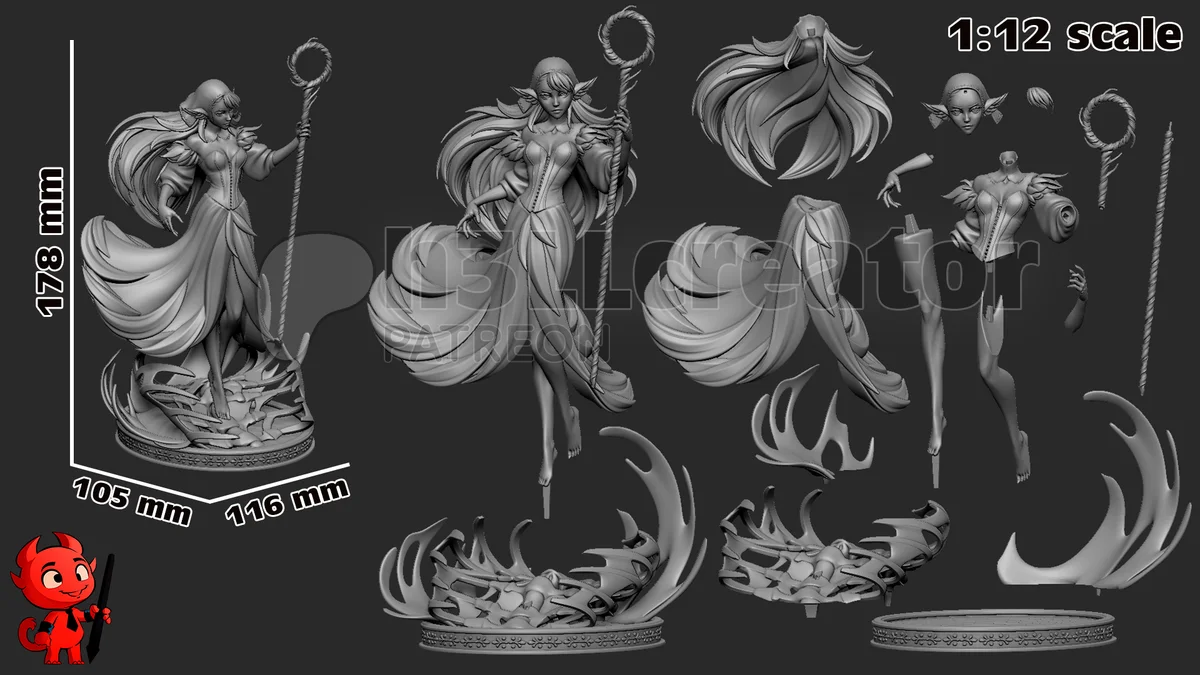 Marcille | Fan Art | 3D Printed Resin Model Garage Kit | *Un-Painted* | H3LL Creator 12