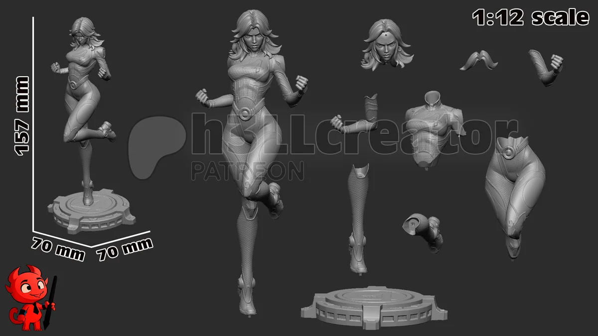 Invisible Woman | Fan Art | 3D Printed Resin Model Garage Kit | *Un-Painted* | H3LL Creator 13