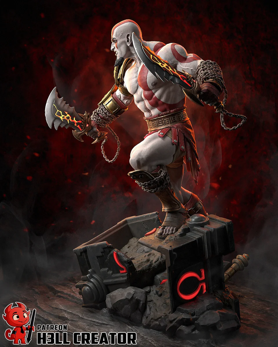 Kratos | Fan Art | 3D Printed Resin Model Garage Kit | *Un-Painted* | H3LL Creator 6