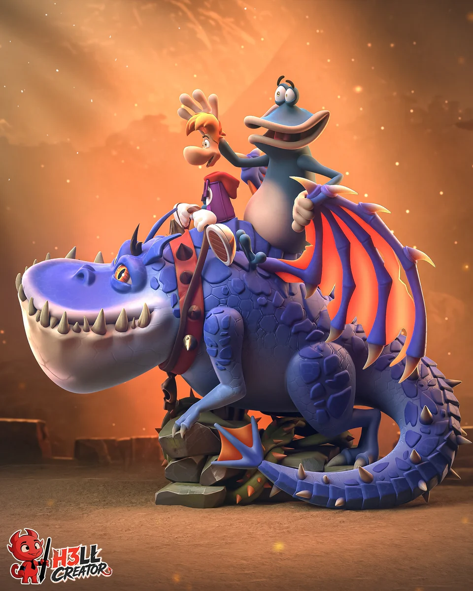 Rayman and Globox | Fan Art | 3D Printed Resin Model Garage Kit | *Un-Painted* | H3LL Creator 3