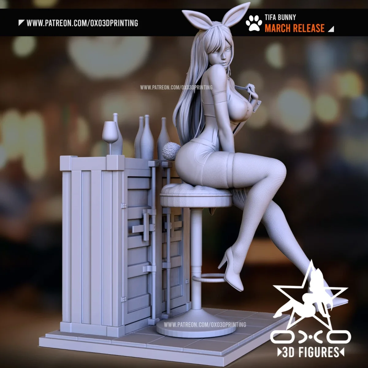 Tifa Bunny | Fan Art | 3D Printed Resin Model Garage Kit | *Un-Painted* | OXO3D 5