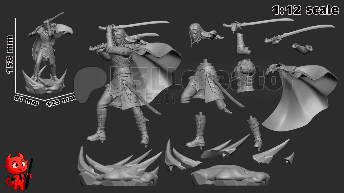 Drizzt Do'urden | Fan Art | 3D Printed Resin Model Garage Kit | *Un-Painted* | H3LL Creator 8