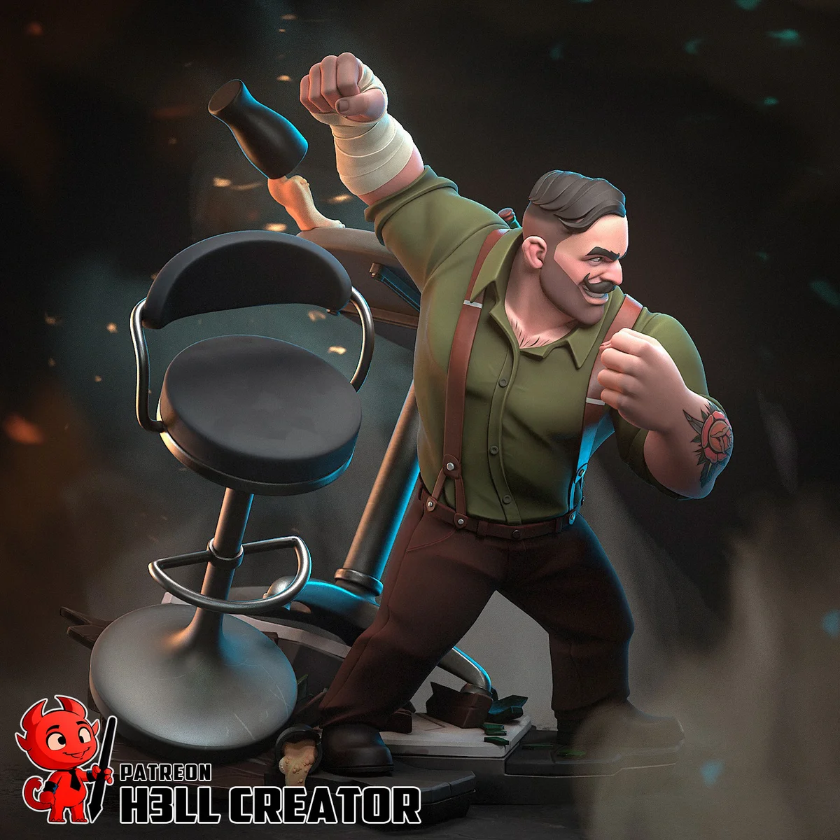 Punch Up | Fan Art | 3D Printed Resin Model Garage Kit | *Un-Painted* | H3LL Creator 5