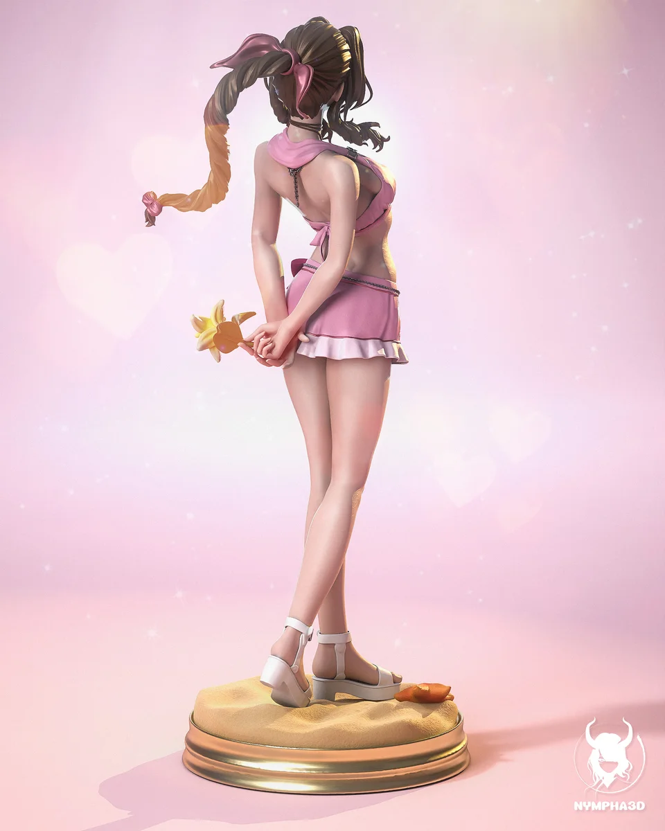 Aerith (Pink Mermaid) | Fan Art | 3D Printed Resin Model Garage Kit | *Un-Painted* | Nympha3D 3