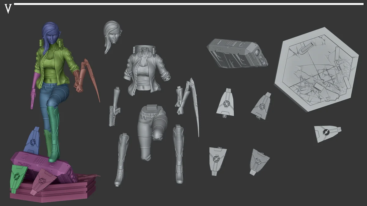 V - Cyberpunk 2077 | Fan Art | 3D Printed Resin Model Garage Kit | *Un-Painted* | Inaki Sculpts 6
