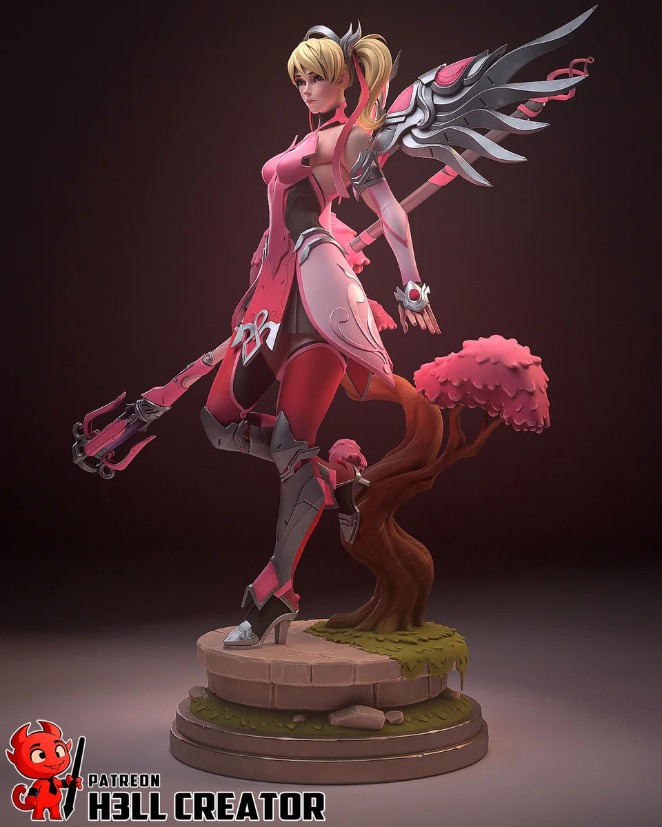 Mercy | Fan Art | 3D Printed Resin Model Garage Kit | *Un-Painted* | H3LL Creator 5