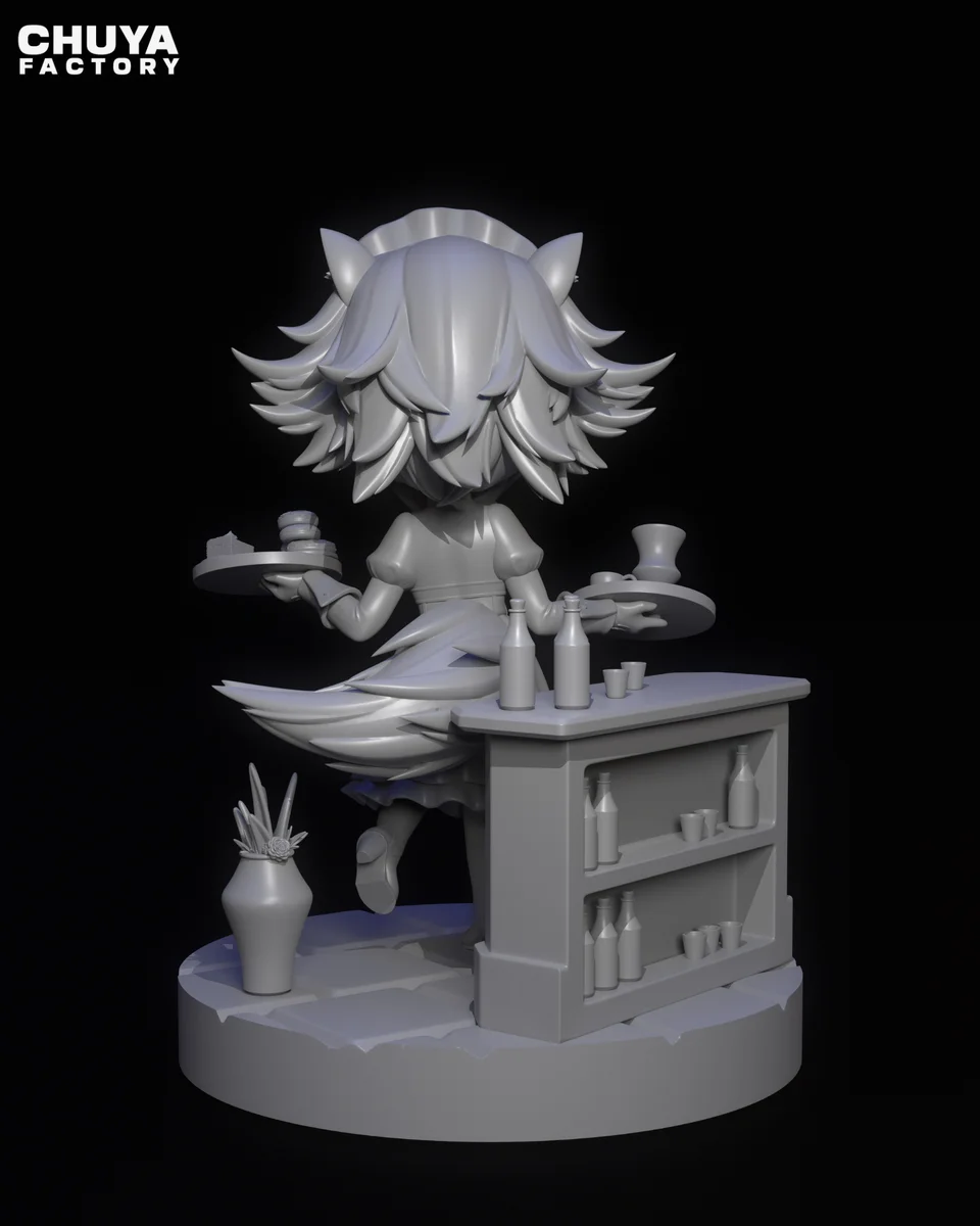 Chibi Cat Maid | Fan Art | 3D Printed Resin Model Garage Kit | *Un-Painted* | Chuya Factory 8