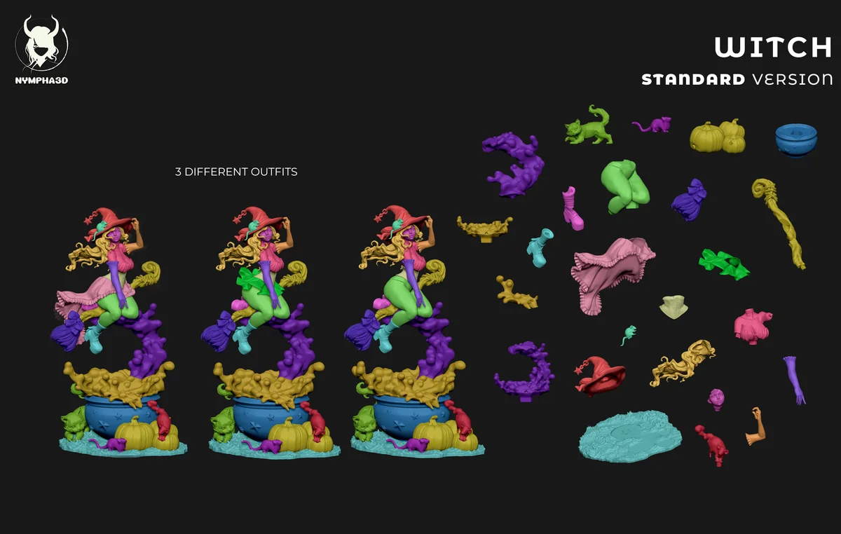 Halloween Witch | Fan Art | 3D Printed Resin Model Garage Kit | *Un-Painted* | Nympha3D 8